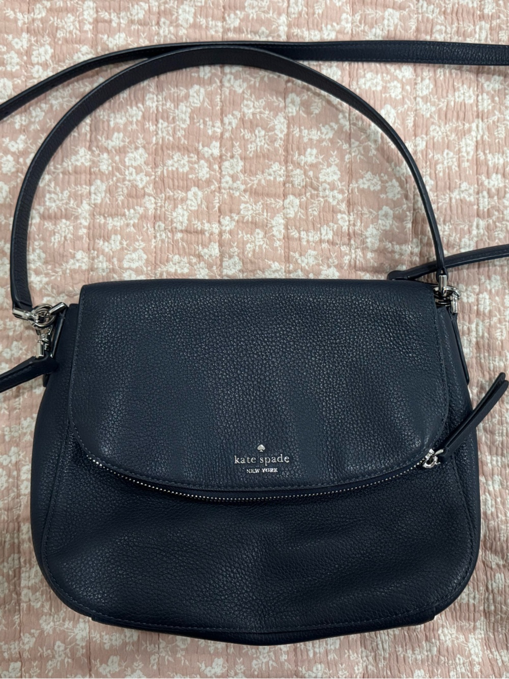 Kate Space Blue Pebbled Crossbody